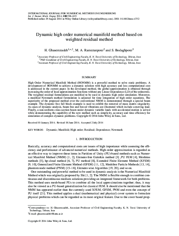(PDF) Dynamic high order numerical manifold method based on weighted ...