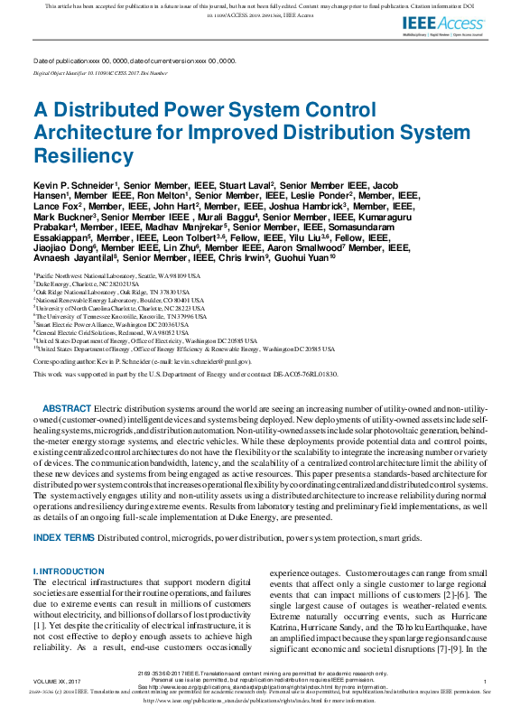 (PDF) A Distributed Power System Control Architecture for Improved ...