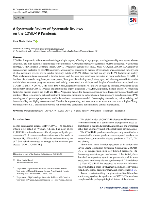 (PDF) A Systematic Review of Systematic Reviews on the COVID-19 Pandemic