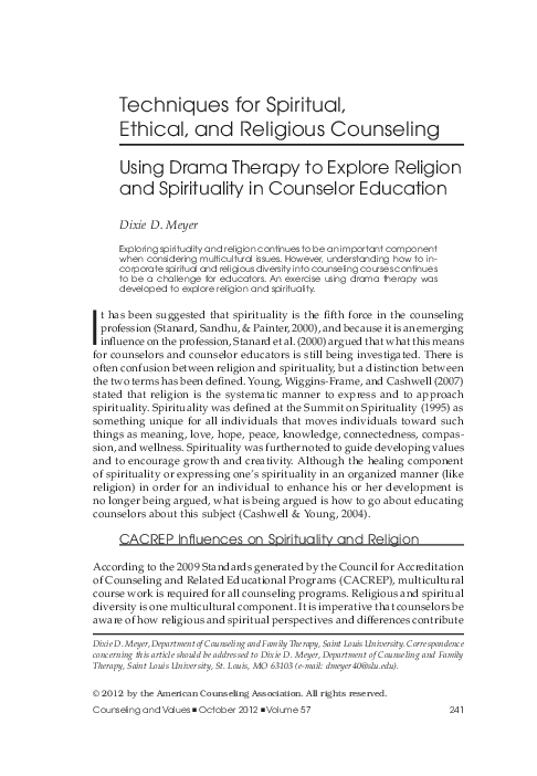 (PDF) Using Drama Therapy to Explore Religion and Spirituality in ...