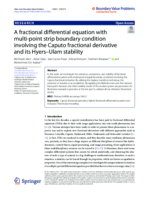 (PDF) A fractional differential equation with multi-point strip ...