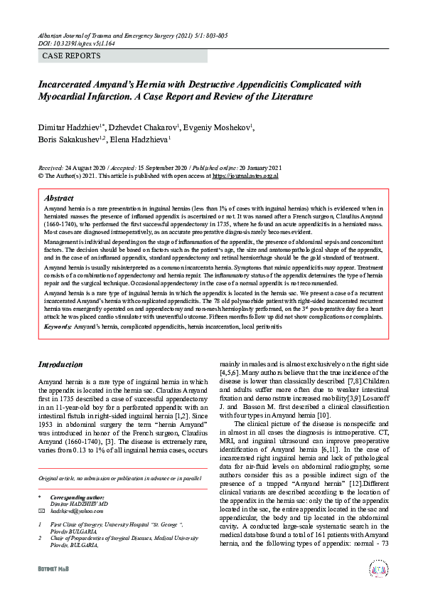 (PDF) Incarcerated Amyand’s Hernia with Destructive Appendicitis ...