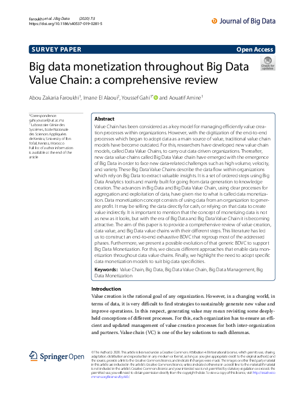 (PDF) Big data monetization throughout Big Data Value Chain: a ...