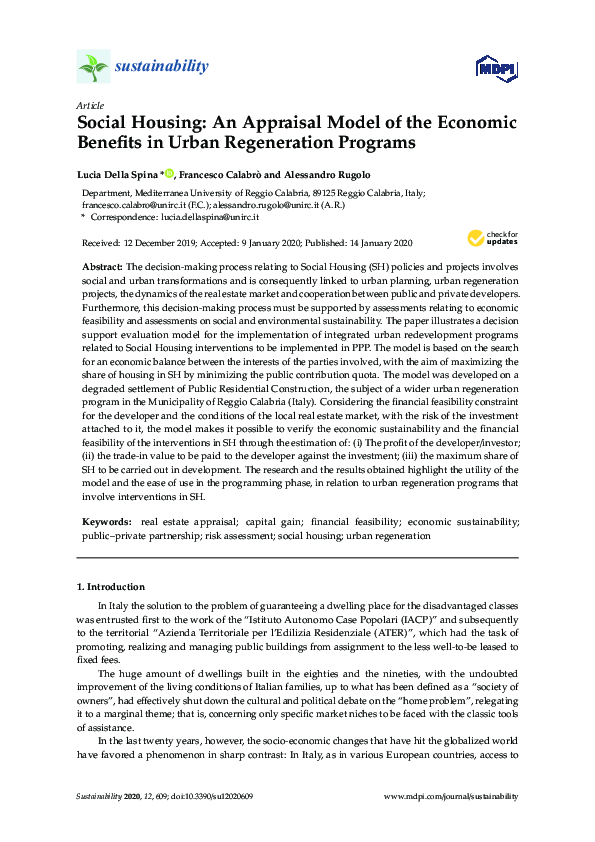 (PDF) Social Housing: An Appraisal Model of the Economic Benefits in ...