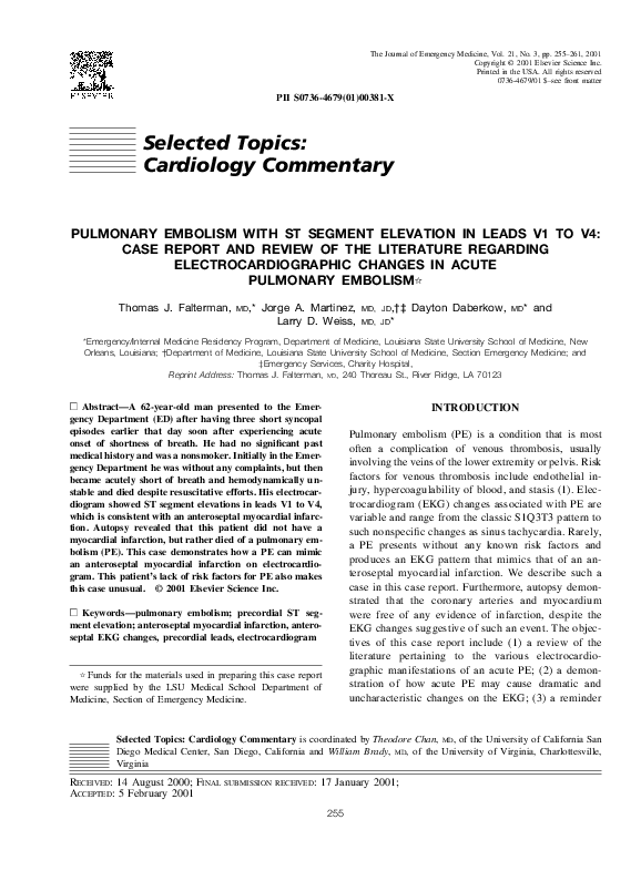 (PDF) Pulmonary embolism with st segment elevation in leads v1 to v4 ...