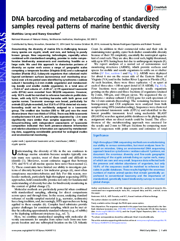(PDF) DNA barcoding and metabarcoding of standardized samples reveal ...