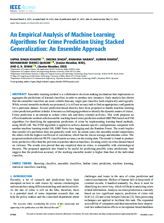 (PDF) An Empirical Analysis of Machine Learning Algorithms for Crime ...