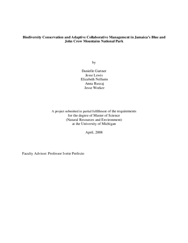 (PDF) Biodiversity Conservation and Adaptive Collaborative Management ...