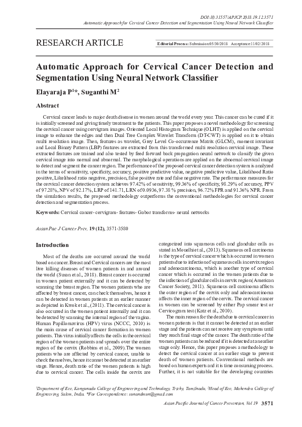(PDF) Automatic Approach for Cervical Cancer Detection and Segmentation ...