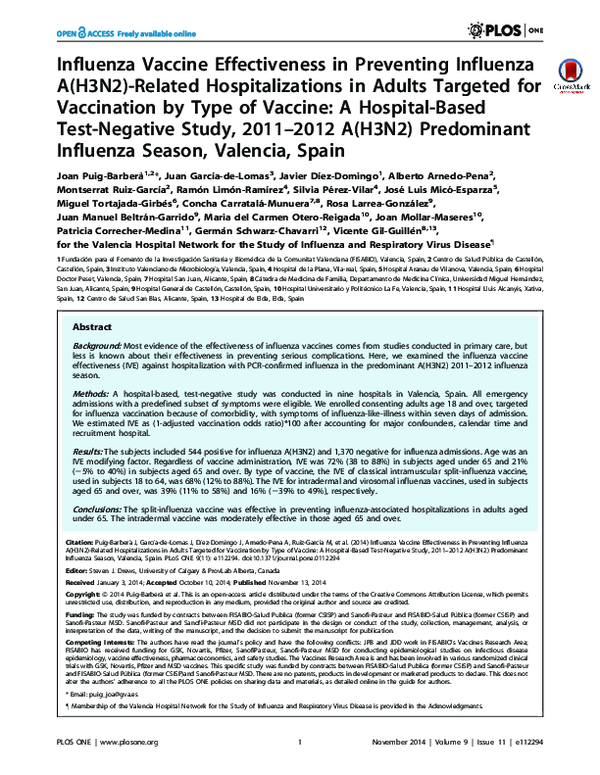 (PDF) Influenza Vaccine Effectiveness in Preventing Outpatient ...