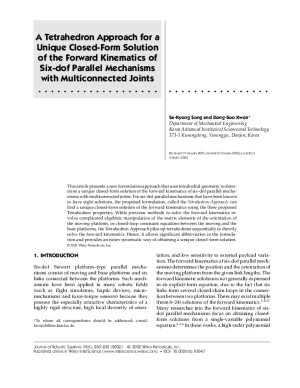 (PDF) A tetrahedron approach for a unique closed-form solution of the ...