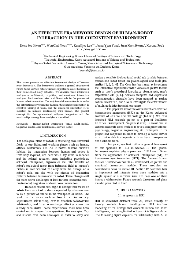 (PDF) An Effective Framework Design of Human-Robot Interaction in the ...