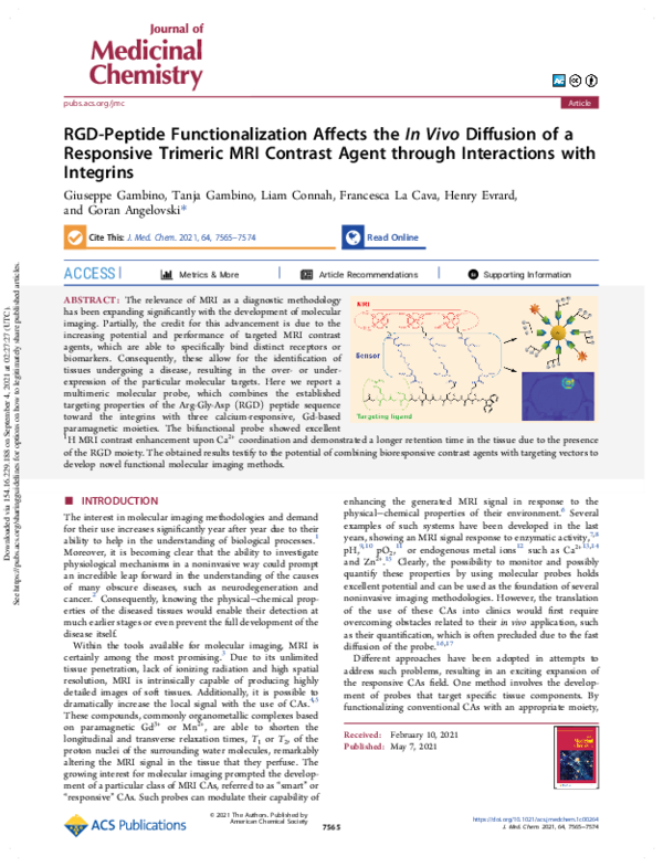 (PDF) RGD-Peptide Functionalization Affects the In Vivo Diffusion of a ...
