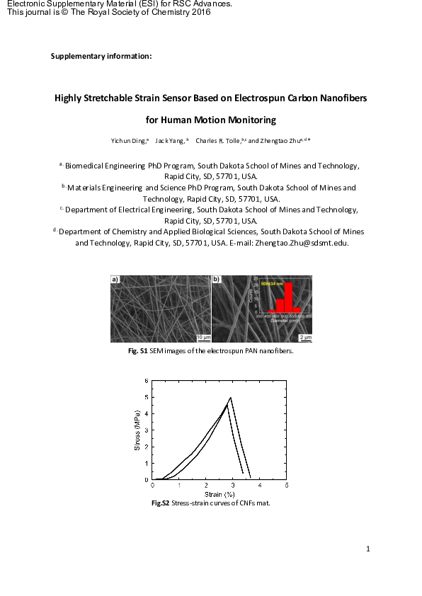 (PDF) A highly stretchable strain sensor based on electrospun carbon ...