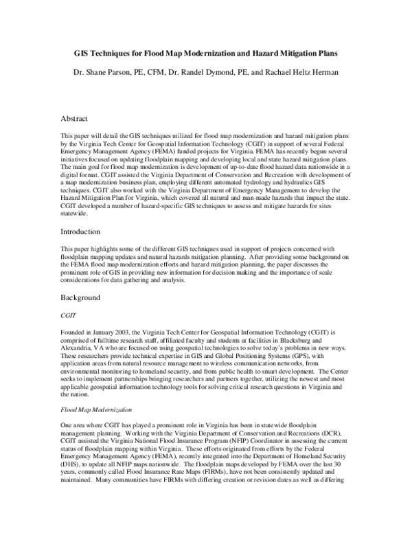 (PDF) GIS Techniques for Flood Map Modernization and Hazard Mitigation ...