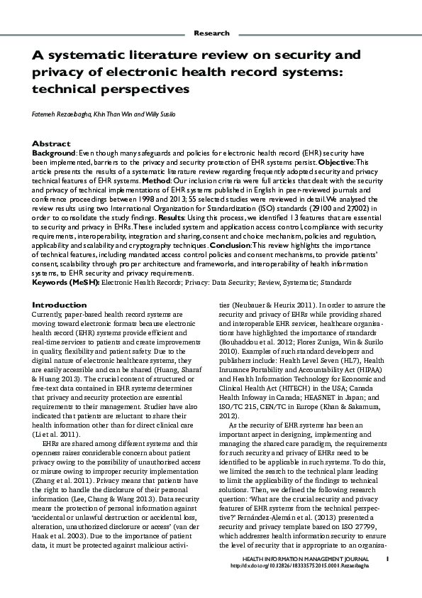 (PDF) A systematic literature review on security and privacy of ...