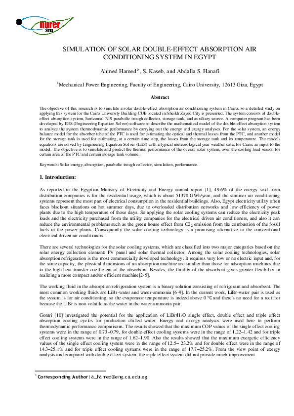 (PDF) Simulation of Solar Double-Effect Absorption Air Conditioning ...