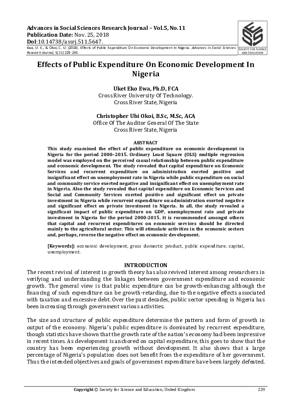 (PDF) Effects of Public Expenditure On Economic Development In Nigeria