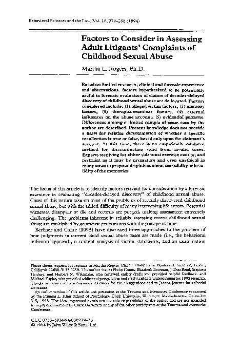 (PDF) Factors to consider in assessing adult litigants' complaints of ...