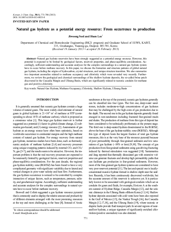 (PDF) Natural gas hydrate as a potential energy resource: From ...