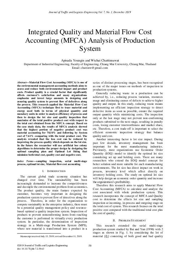 (PDF) Integrated Quality and Material Flow Cost Accounting (MFCA ...