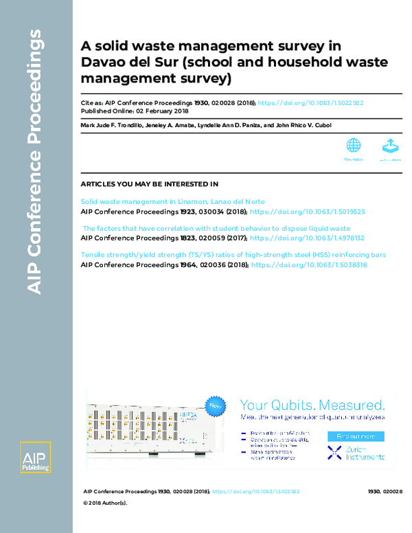 (PDF) A solid waste management survey in Davao del Sur (school and