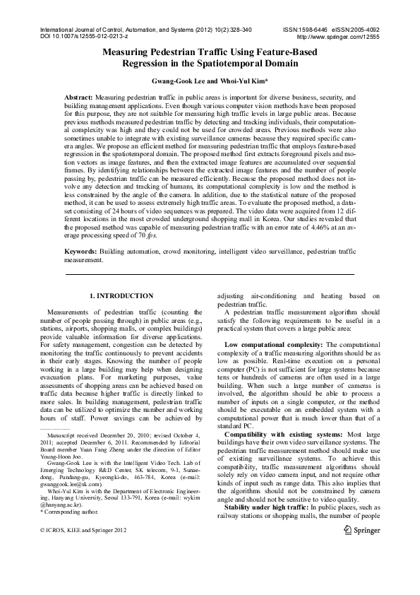 (PDF) Measuring pedestrian traffic using feature-based regression in ...