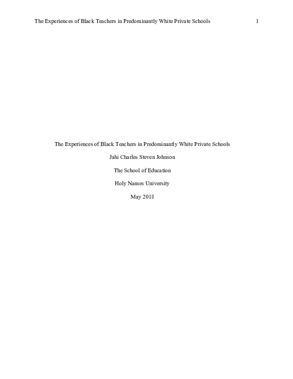 (PDF) The Experiences of Black Teachers in Predominantly White Private ...