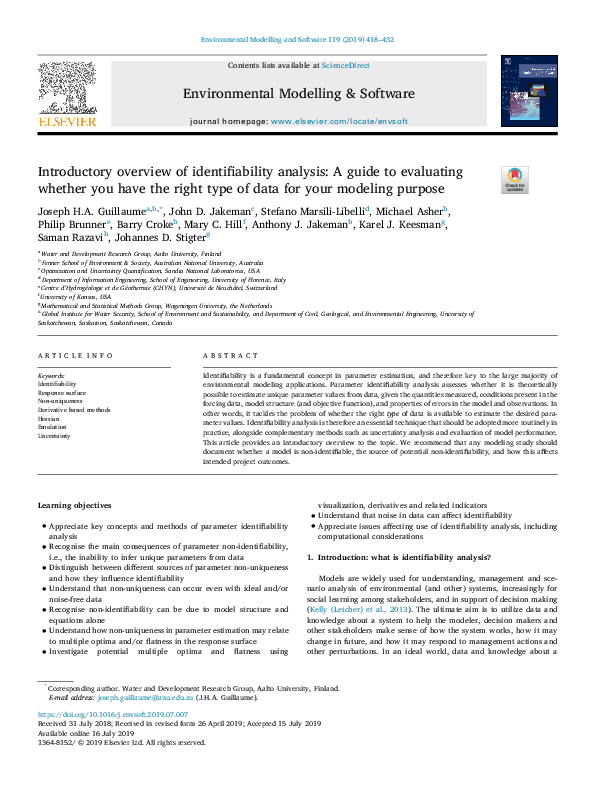(PDF) Introductory overview of identifiability analysis: A guide to ...