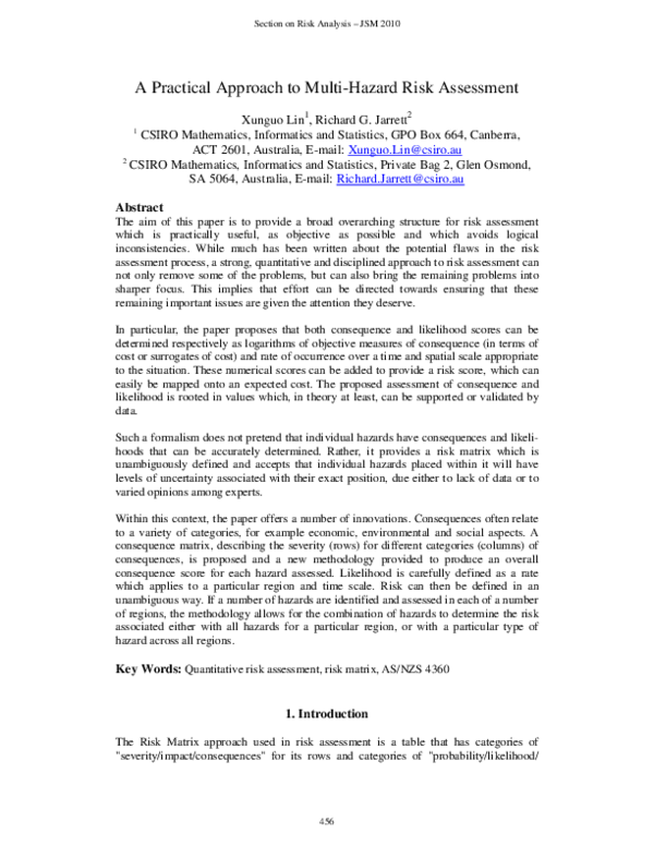 (PDF) A Practical Approach to Multi-Hazard Risk Assessment