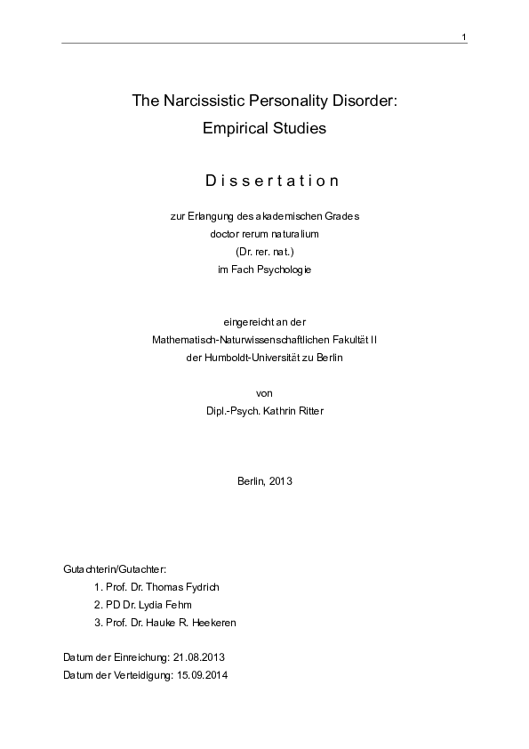 (PDF) Narcissistic Personality Disorder