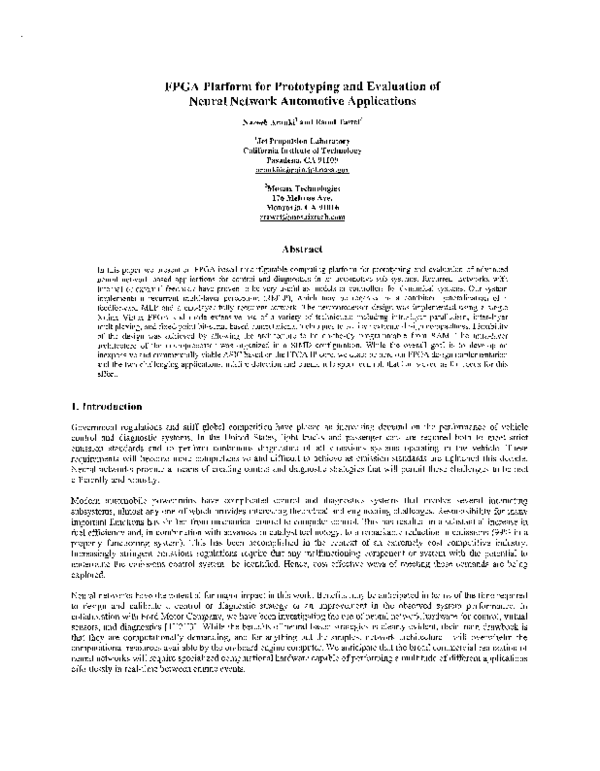 (PDF) FPGA Platform for Prototyping and Evaluation of Neural Network ...