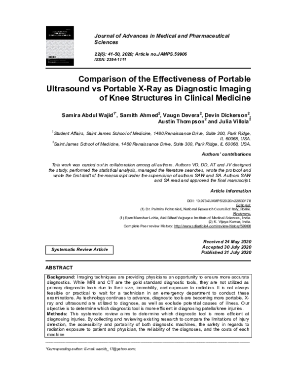 (PDF) Comparison of the Effectiveness of Portable Ultrasound vs ...