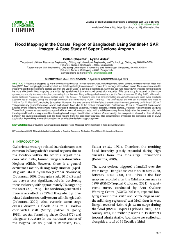(PDF) Flood Mapping in the Coastal Region of Bangladesh Using Sentinel ...