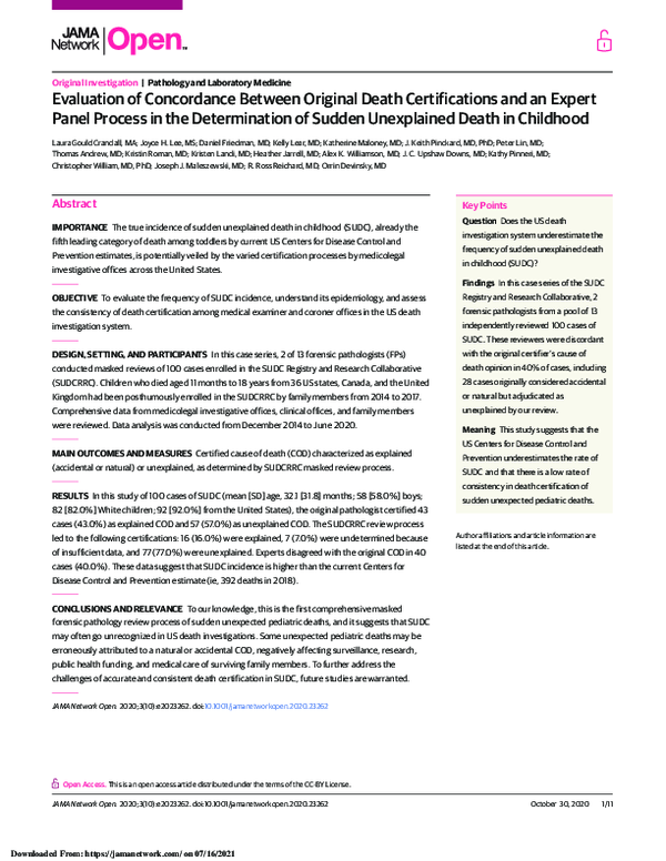 (PDF) Evaluation of Concordance Between Original Death Certifications ...