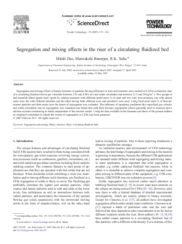 (PDF) Segregation and Mixing Effects In the Riser of a Circulating ...