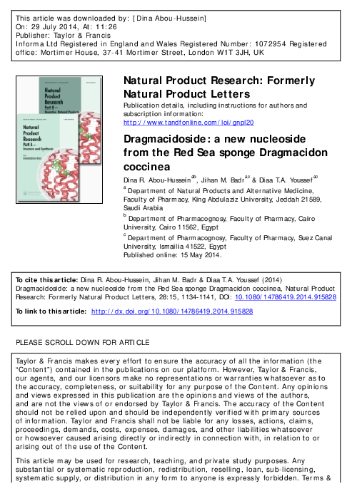 (PDF) Dragmacidoside: a new nucleoside from the Red Sea sponge ...