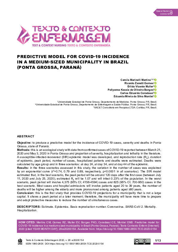 (PDF) Predictive Model for COVID-19 Incidence in a Medium-Sized ...