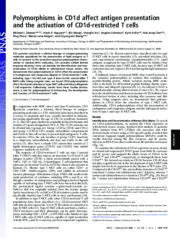 (PDF) Polymorphisms in CD1d affect antigen presentation and the ...