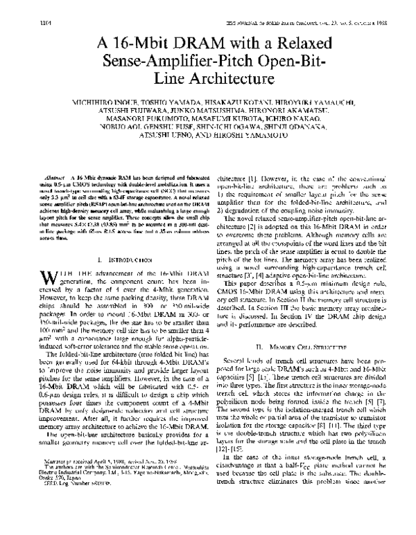 (PDF) A 16-Mbit DRAM with a relaxed sense-amplifier-pitch open-bit-line ...