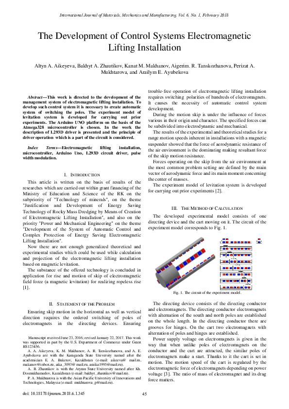 (PDF) The Development of Control Systems Electromagnetic Lifting ...