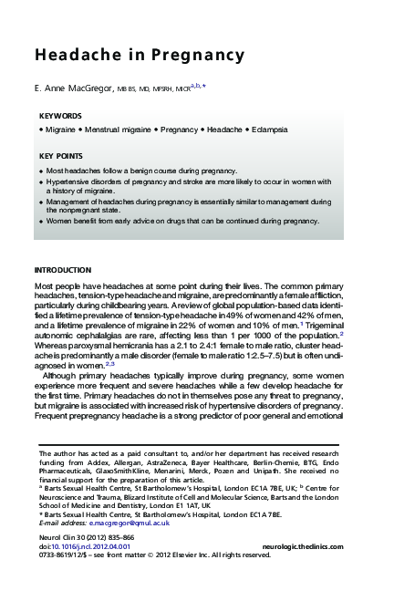 (PDF) Headache in Pregnancy