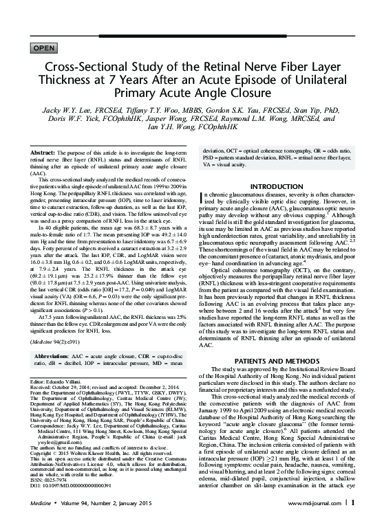 (PDF) Cross-Sectional Study of the Retinal Nerve Fiber Layer Thickness ...