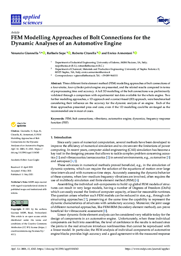 (PDF) FEM Modelling Approaches of Bolt Connections for the Dynamic ...