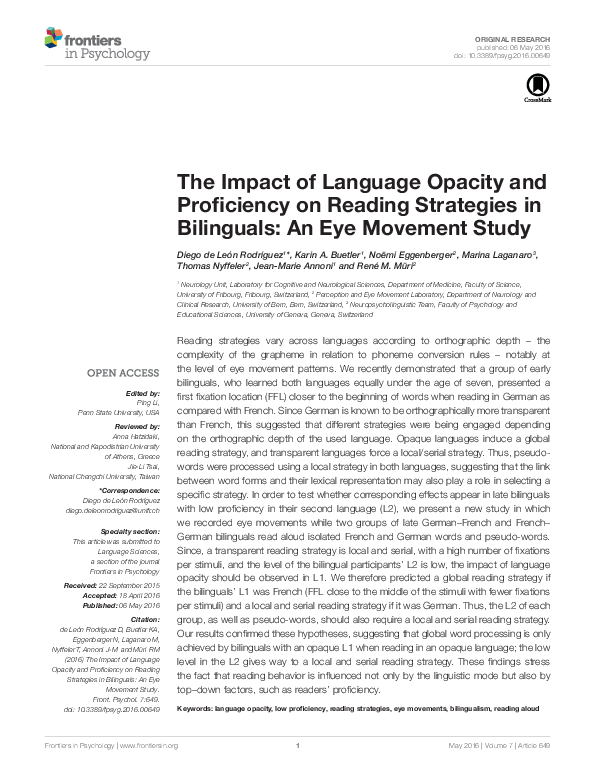 (PDF) The Impact of Language Opacity and Proficiency on Reading ...