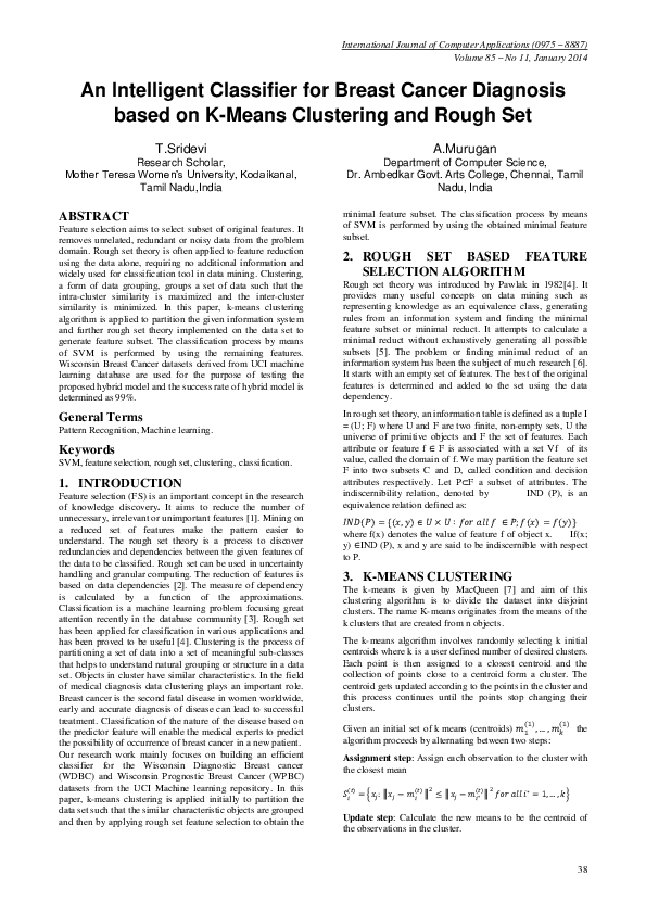 (PDF) An Intelligent Classifier for Breast Cancer Diagnosis based on K ...