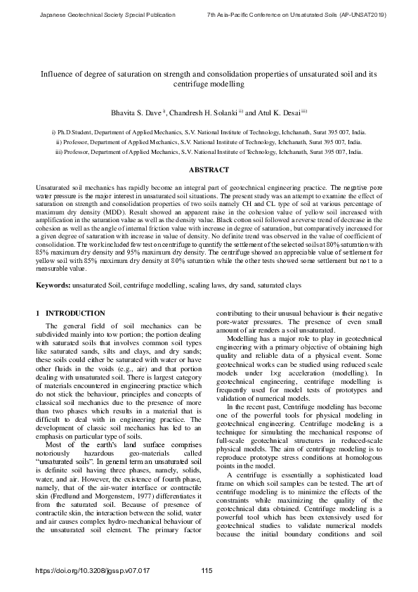 (PDF) Influence of degree of saturation on strength and consolidation ...