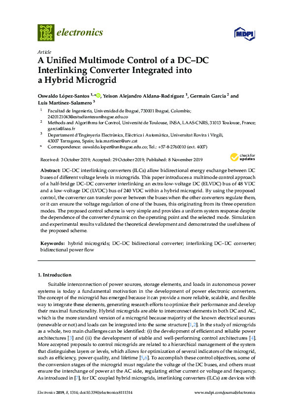 (PDF) A Unified Multimode Control of a DC–DC Interlinking Converter ...