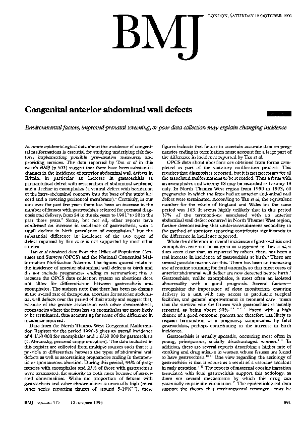 (PDF) Congenital anterior abdominal wall defects