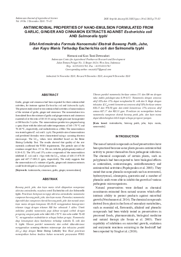 (PDF) ANTIMICROBIAL PROPERTIES OF NANOEMULSION FORMULATED FROM GARLIC